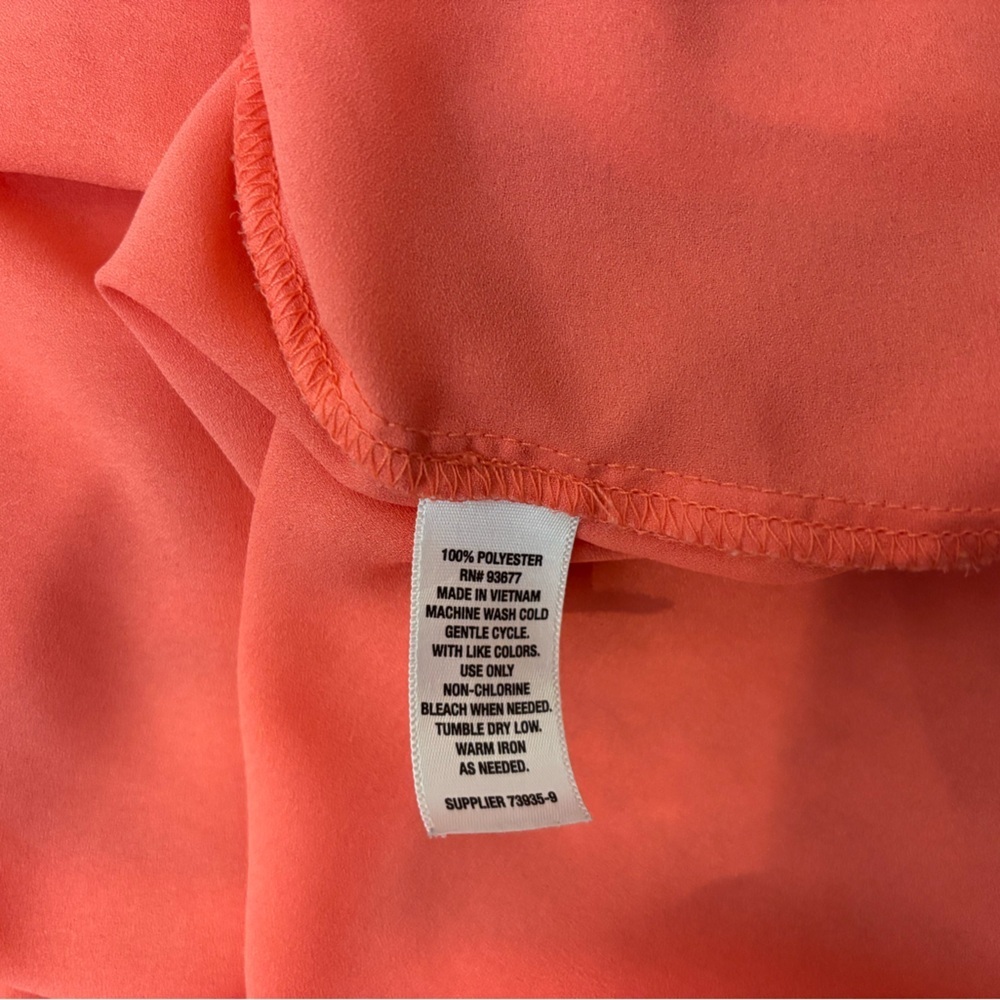 Ana A New Approach Womens PM Petite Sleeveless Blouse Top Ruffle Tie Orange - Picture 5 of 5